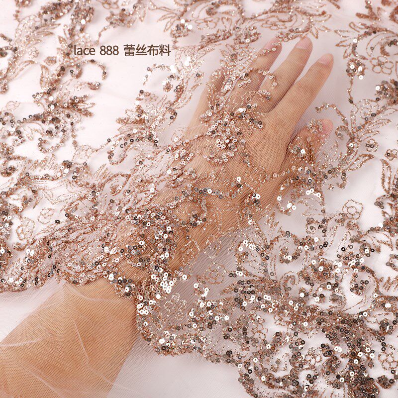 高端新款出口洒金网纱布料礼服舞台裙布料1.5米宽绿色红色香槟色