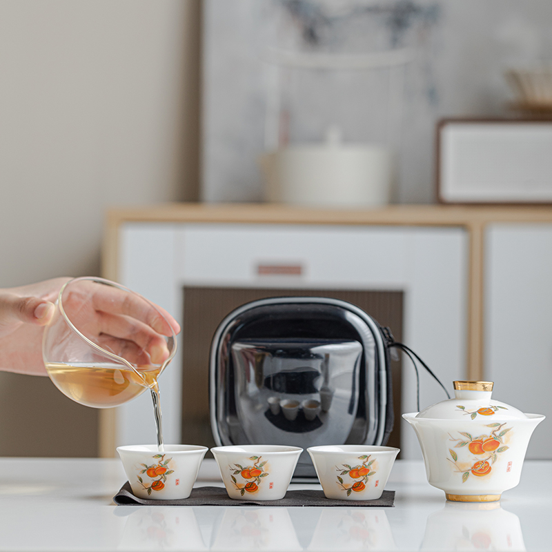 事事如意陶瓷外出旅行茶具套装便携式茶杯泡茶喝茶装备随行快客杯