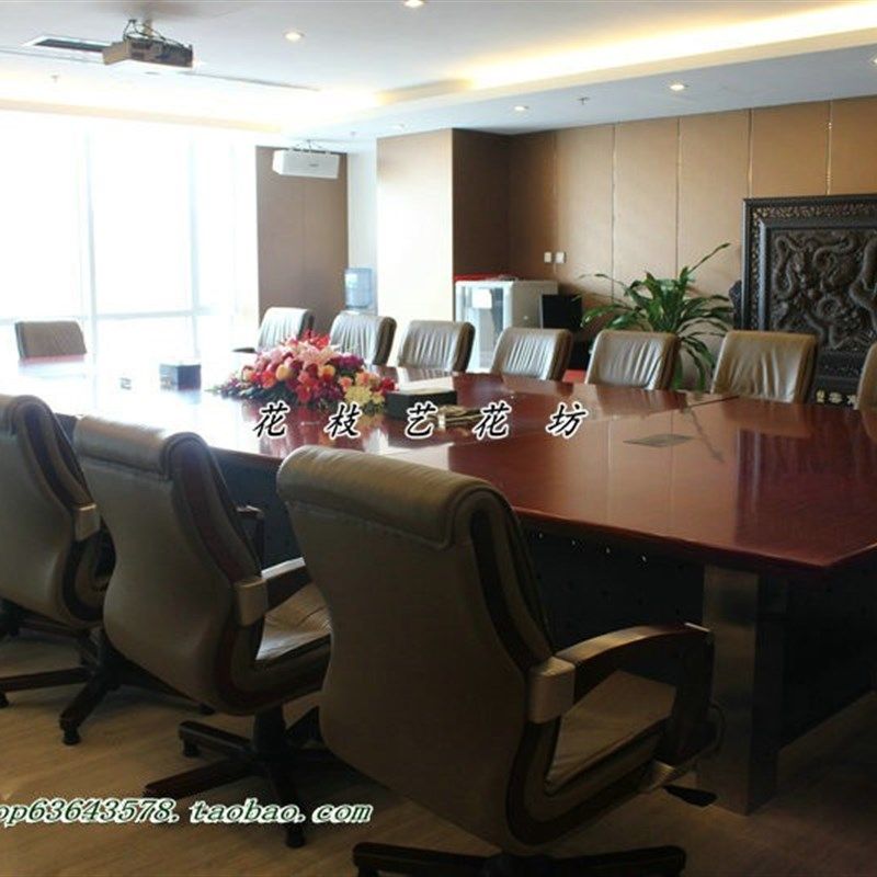 绢花花仿真桌花会议商务用长桌办公室假花台式餐桌花插花高档