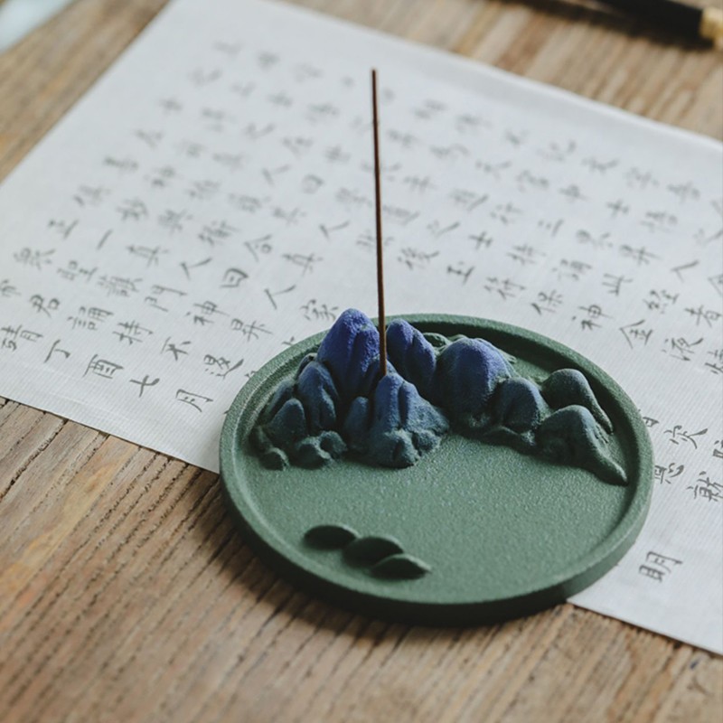 只此青绿 千里江山陶瓷香盘线香香插香器文房小摆件2022 闲趣别院