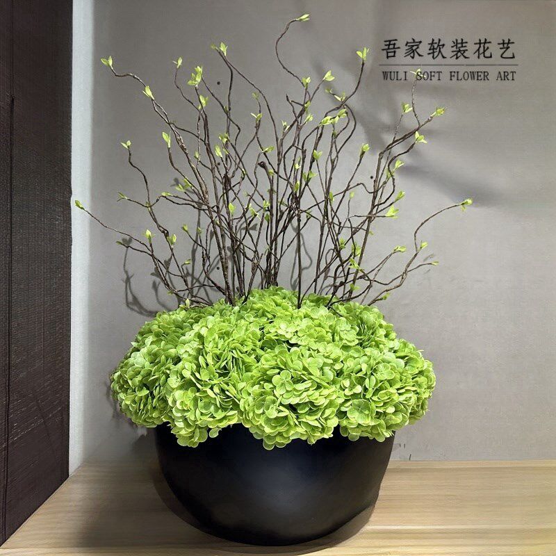 大型落地酒店大堂仿真花摆件 餐厅会所玄关圆桌瓶花插花软装饰品