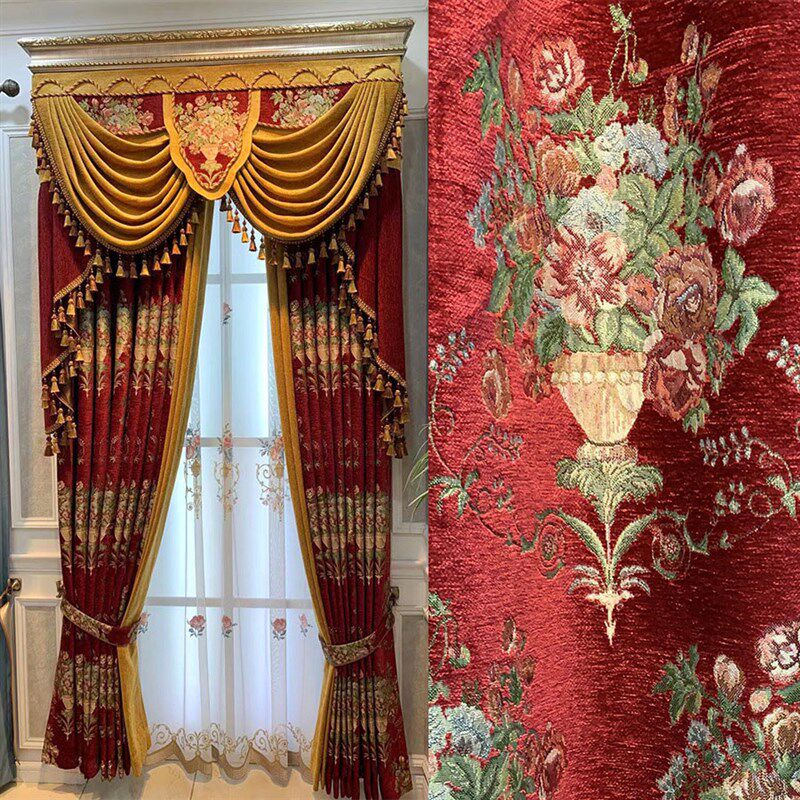 高档欧式豪华新婚大气客厅卧室窗帘布纱帘遮光飘窗落地窗成品定制
