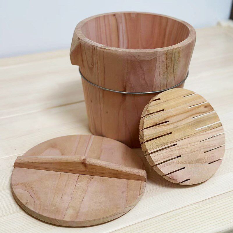 椿芽木香椿木蒸饭木桶蒸饭桶无胶无漆家用甑子不锈钢箍传统手工品