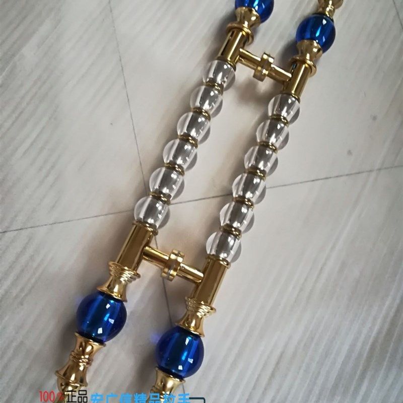 欧式新款豪华大门水晶拉手不锈钢玻璃酒店KTV商场门把手古铜色