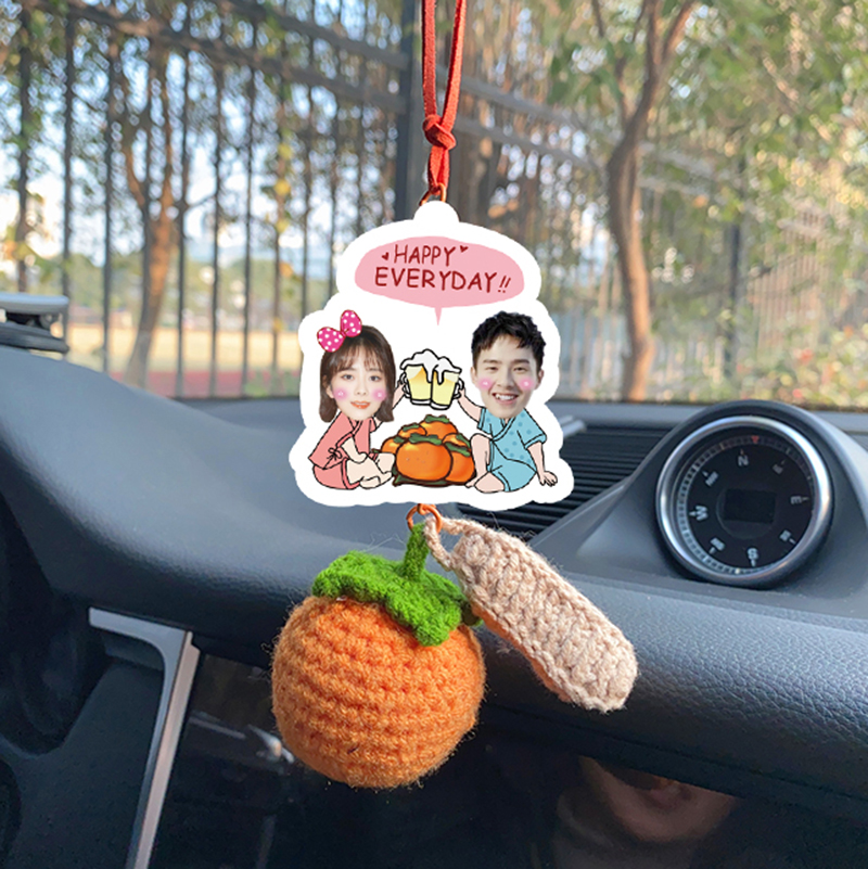 diy照片定制韩国挂饰吊卡通柿子配件摆件汽车车内吊饰车载饰品
