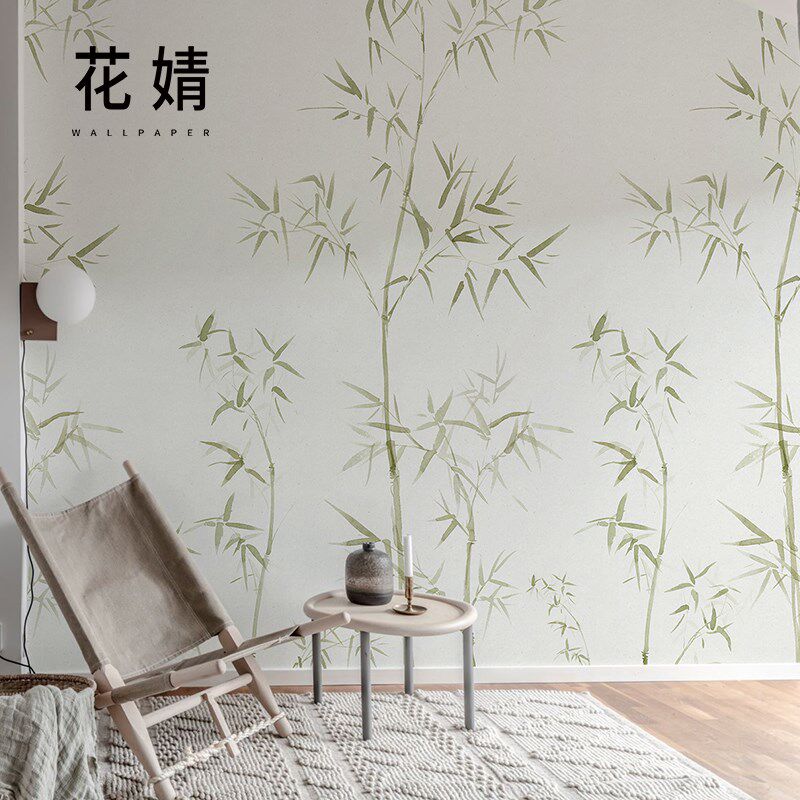 中式水墨竹子墙布沙发背景墙纸客厅卧室无缝壁纸玄关过道定制壁画