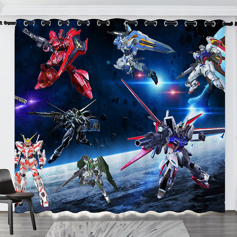 卡通儿童房机动战士高达男孩卧室定制窗帘遮光成品幼儿园培训教室,居家布艺,定制窗帘,淘宝优惠券,粉丝福利购,淘宝优惠卷
