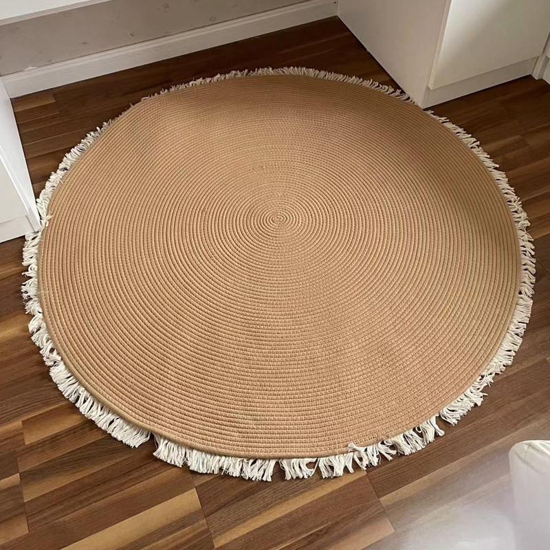流苏地毯圆形入户地垫编织地毯卧室客厅地垫茶几衣帽间梳妆台毯子,居家布艺,入户地垫,淘宝优惠券,粉丝福利购,淘宝优惠卷