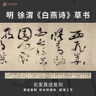 明徐渭白燕诗草书法古代名家真迹复定制品练字帖临摹装裱横幅长卷