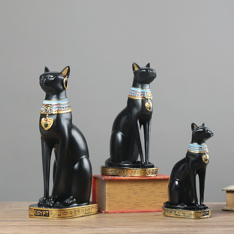 欧式创意树脂埃及猫摆件猫神贝斯特客厅书房办公室书桌装饰摆设