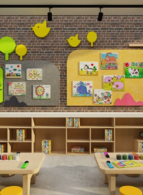 毛毡板作品栏展示美术教室布置幼儿园环创主题成品互动墙贴面装饰