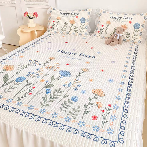 乳胶凉席床裙款三件套夏季床上凉感冰丝空调软席子单人可水洗少女