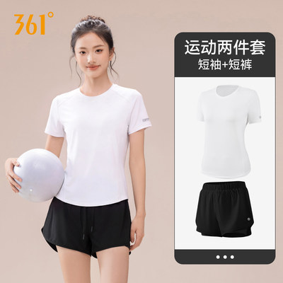 361运动套装女夏季短袖短裤速干衣羽毛球健身跑步中考体育运动服