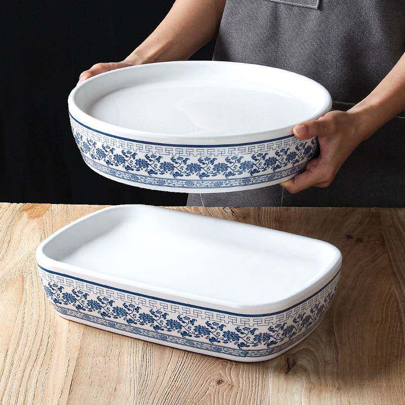 祥源美密胺餐具盘子商用餐厅饭店青花瓷鱼盘麻辣小龙虾创意配菜盘