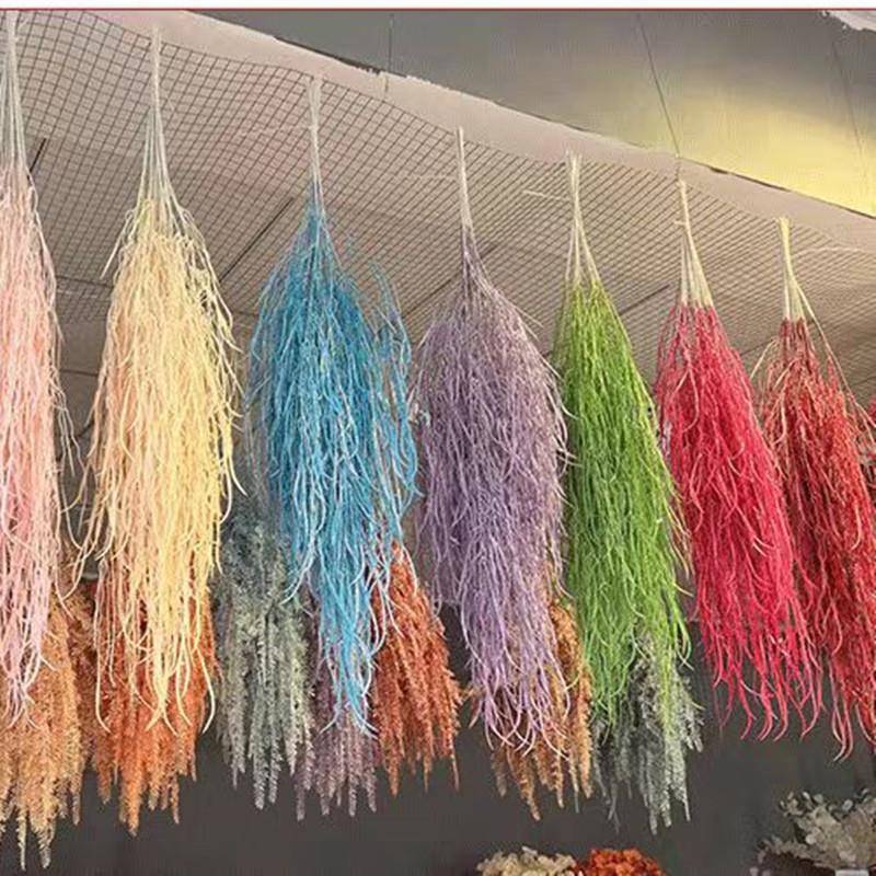 悬挂仿真花婚庆装饰柔丽丝彩色波纹草情人泪花艺塑料花流苏吊米
