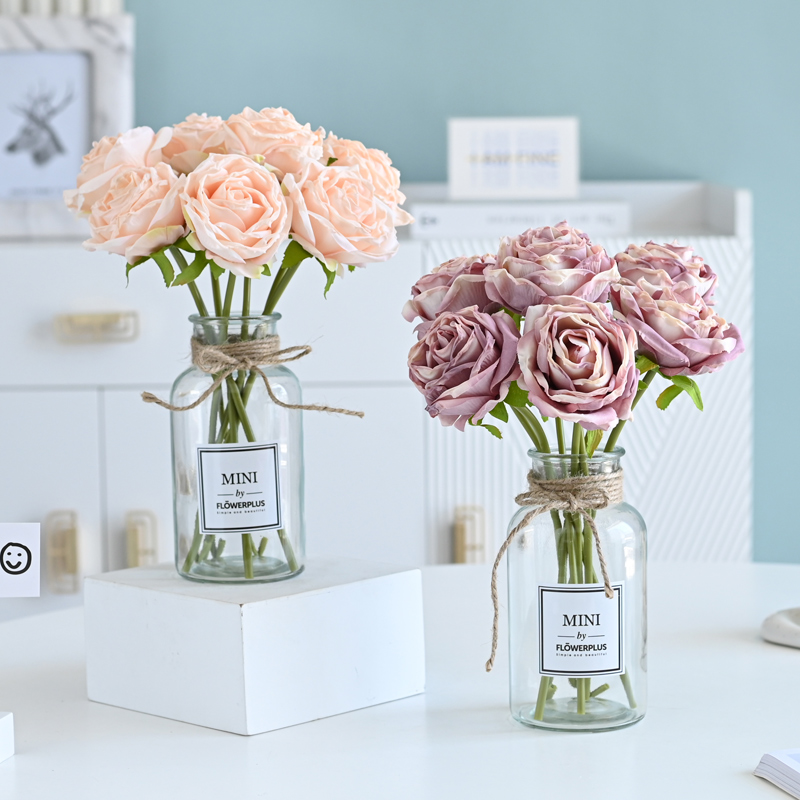 玫瑰花假花仿真花摆设干花花束客厅卧室房间装饰花艺摆件家居饰品