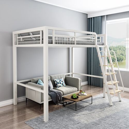 铁艺小户型悬空高架床上床下桌loft儿童高低组合单上层阁楼床定制