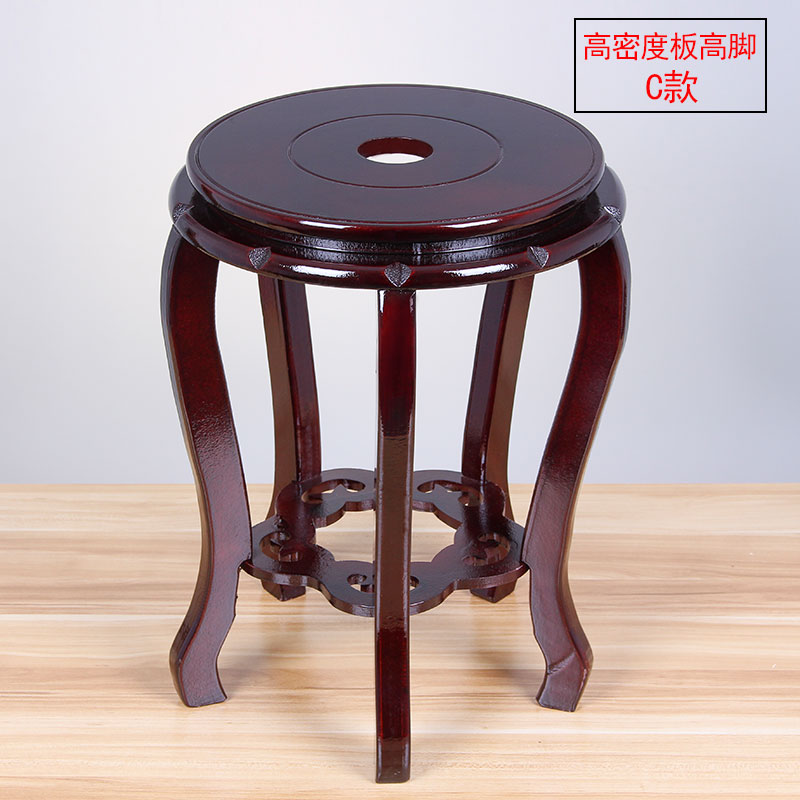 圆形花瓶花盆底座托盘鱼缸架奇石头实木承重摆件空调高脚托架底座