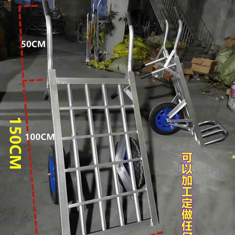 工地手动拉砖车小推车平板搬运车载重王手推运料车板车护栏拉砖车