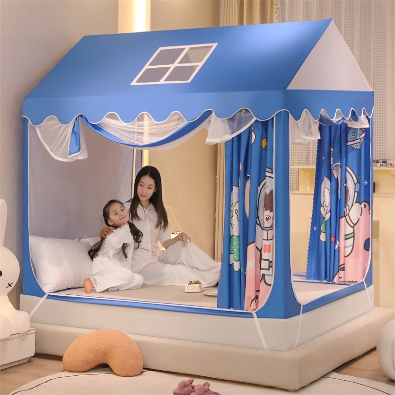 1米3男孩蒙古包蚊帐儿童床上帐篷女孩防光床帘挡风空调直吹定做