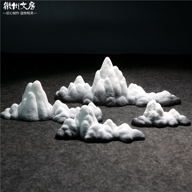 陶瓷笔山/千里江山/陶瓷笔山创意摆件毛笔架书法笔搁笔架山文房