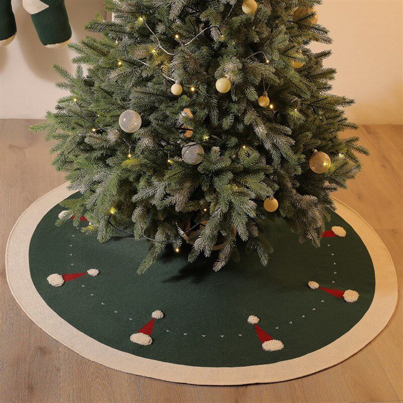 耶诞节装饰品红色针织雪花耶诞树裙耶诞树底围裙地垫节日装扮用品