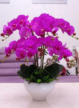手感PU仿真花蝴蝶兰套装客厅假花摆件家居饰品装饰花餐桌摆设花艺