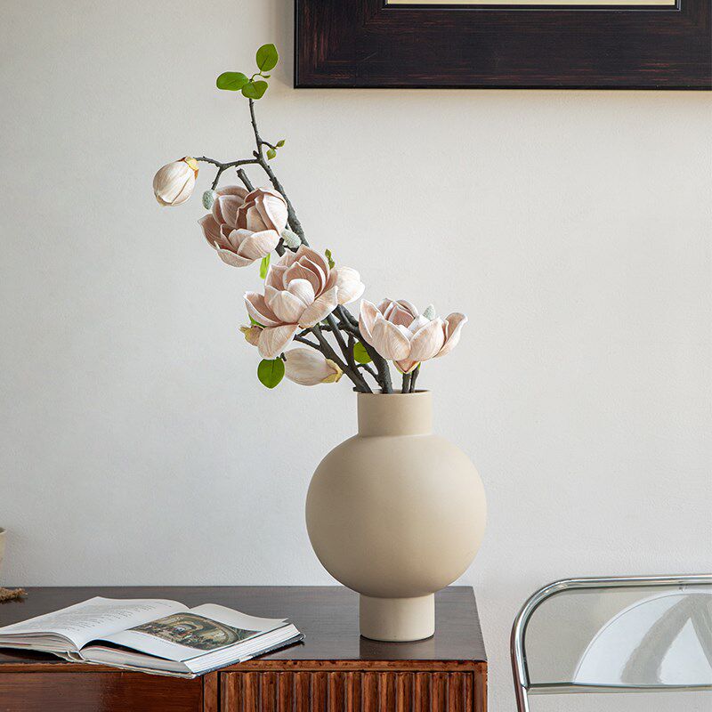 小悠家圆肚灯笼造型简约陶瓷花瓶餐桌鲜花花器艺术装饰品微瑕