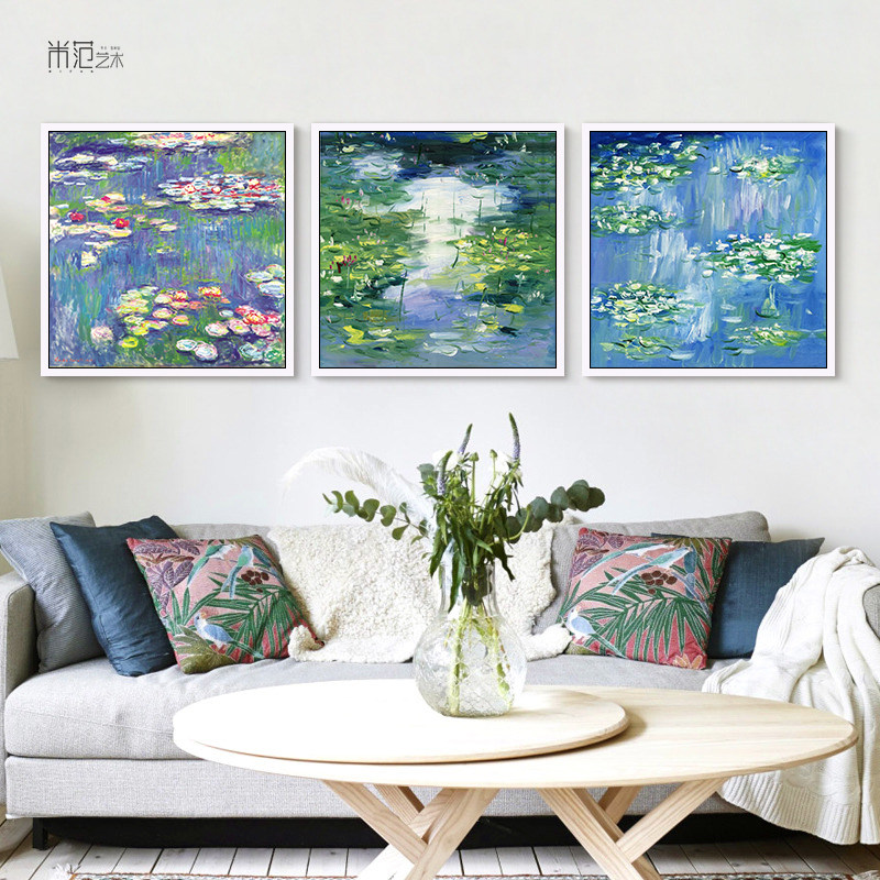 欧式莫奈睡莲油画世界名画现代简约客厅装饰画卧室餐厅挂画艺术画