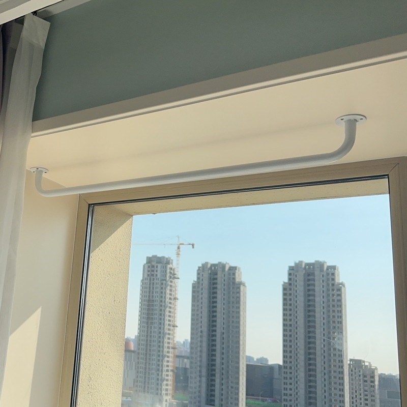 加厚阳台晾衣杆定制单杆飘窗晒衣杆打孔顶装凉衣杆卧室柜子挂衣杆