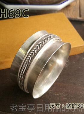 正品版银手炼妇女纯银年泰轻宽风格银手炼覆古国清迈银珠宝个轻性