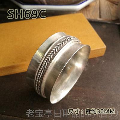 正品版银手炼妇女纯银年泰轻宽风格银手炼覆古国清迈银珠宝个轻性