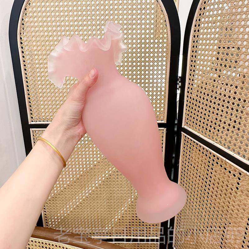 正品Honeymee中世芬顿粉色纪玻璃花瓶法软国高端客装饰厅无障碍豪