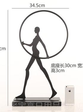 正品现代约创意抽象摆铁件艺人物摆样板房新中式简客厅书架玄关装
