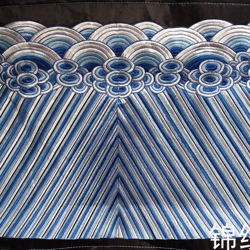 影剧波浪波纹刺绣绣片 电脑刺绣绣花布 32*62CM