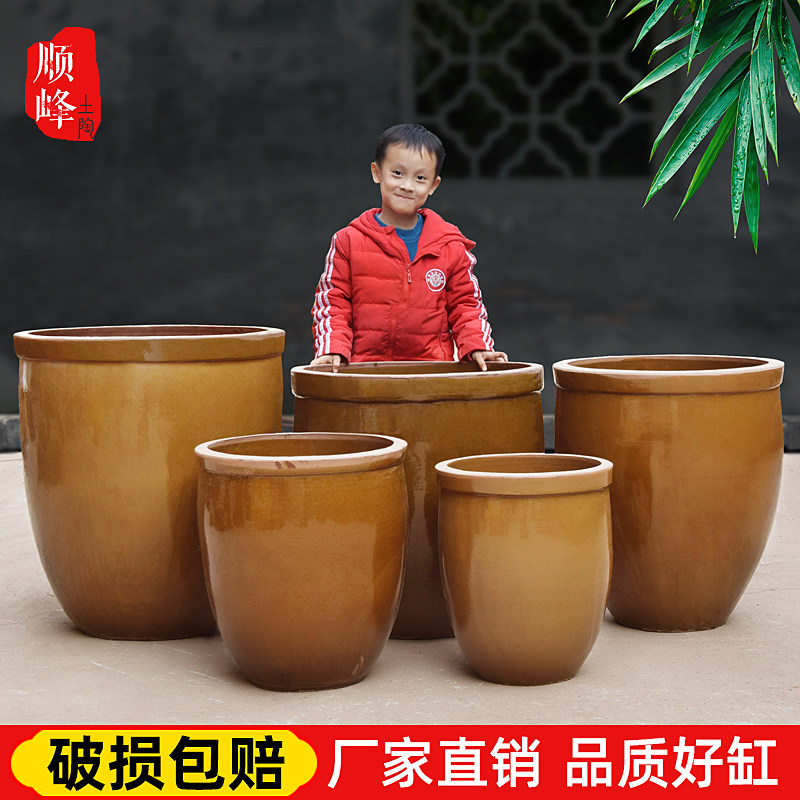 老式腌菜缸陶瓷家用储水大水缸酿酒发酵缸土陶酱缸养鱼睡莲荷花缸