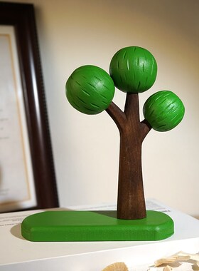 【夏日荫凉】木雕树小摆件可爱办公室家居书房桌面摆放解压装饰品