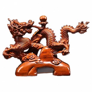 花梨木雕龙单龙戏珠实木质龙摆件家居客厅店铺工艺品送人佳品工艺