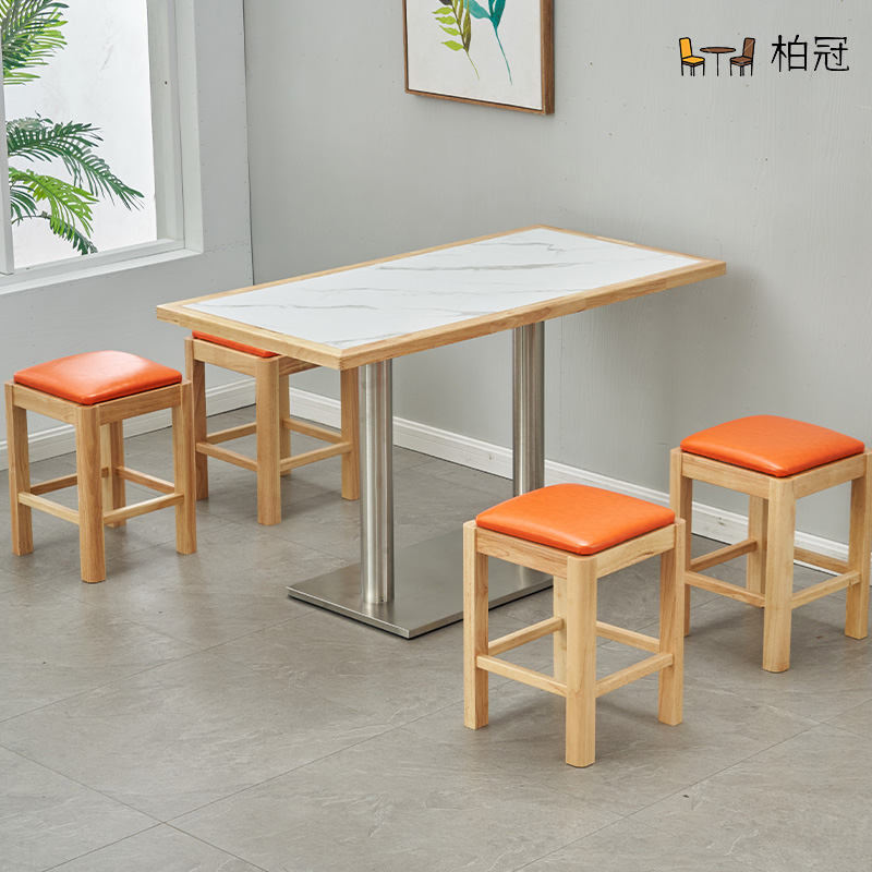 早餐小吃快餐桌椅组合面馆食堂甜品烧烤咖啡厅汉堡店全套岩板桌椅