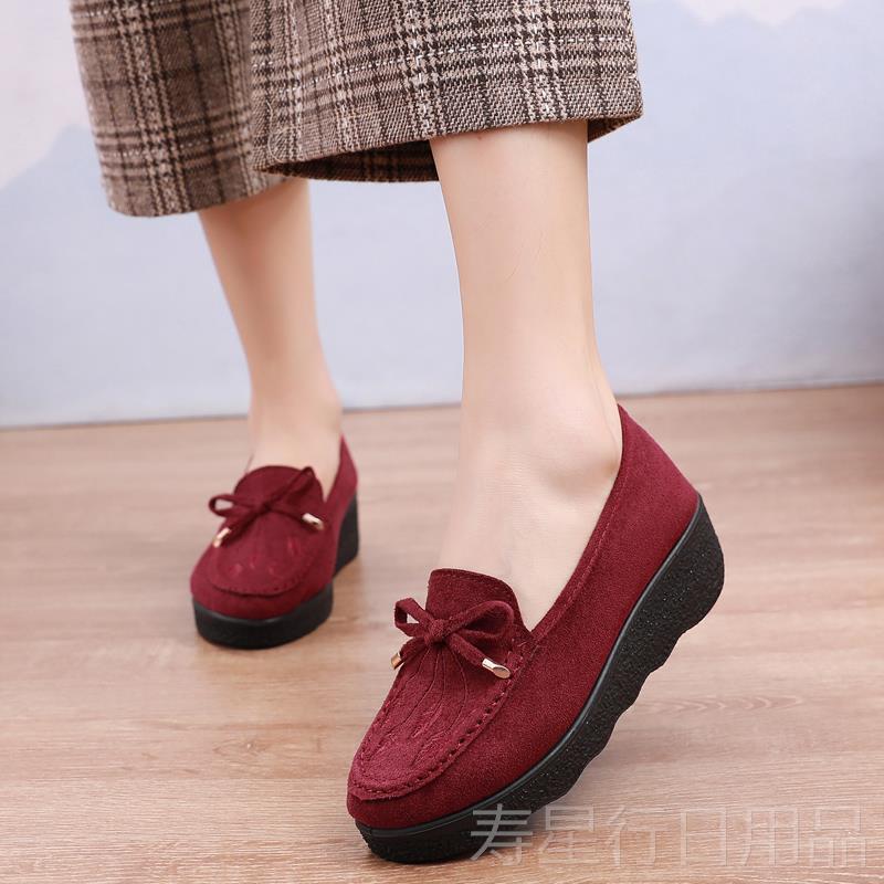 正品老北京布鞋新单鞋软底妈豆妈鞋松糕厚底款女鞋休闲豆鞋黑色作