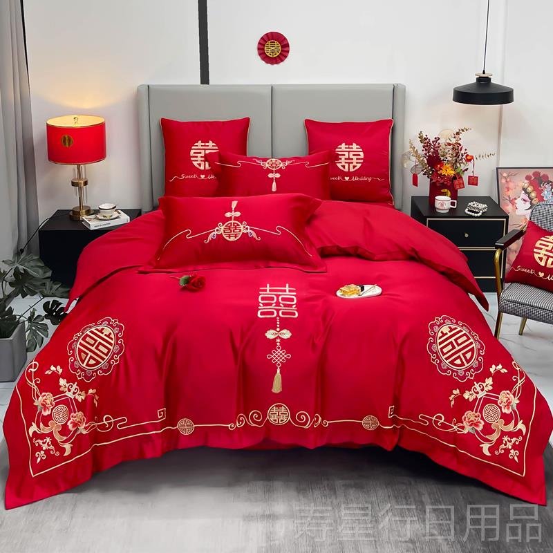 正品新婚庆四组六件套婚件礼婚喜房结婚庆被套龙床上用凤品