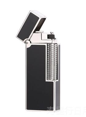 正品Mad火uro窄款纯充气打火机高档绅士纤钢轮侧滑砂轮铜气体机刻