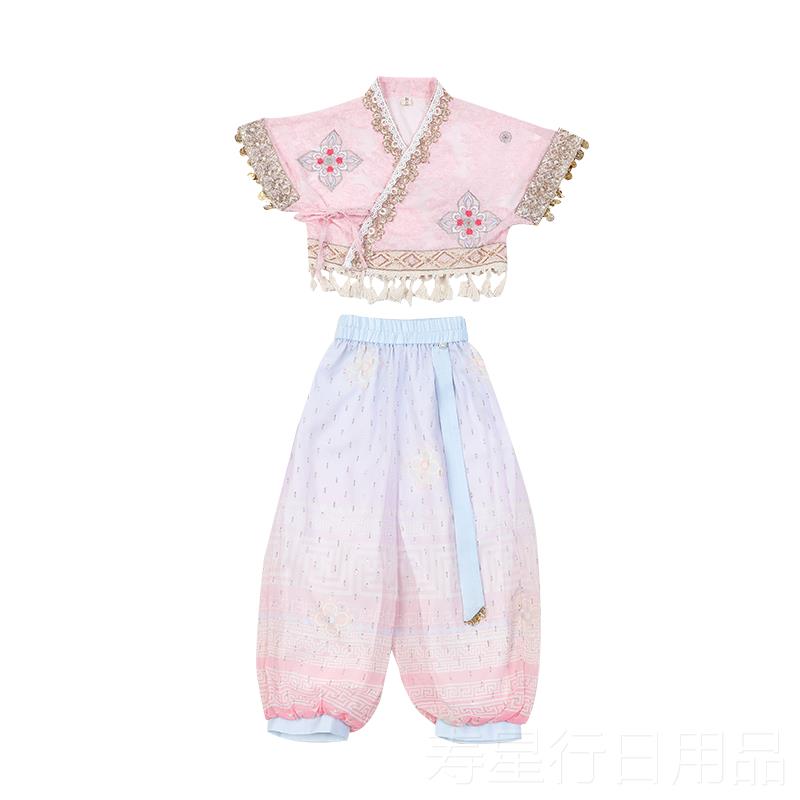 正品少民族异域傣族服饰女孩演中汉式代唐装儿童舞数蹈表服饰套装