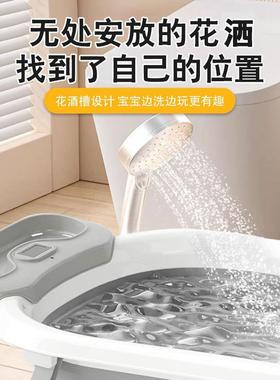 婴儿洗澡盆套可叠澡脸盆XTL-8897水桶水勺洗装六件套彩盒折家用儿