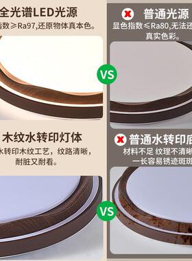 卧室护灯中古风胡桃木纹新款47116现代简间波浪眼儿童约灯房客厅