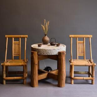 老石磨茶桌石桌老式用盘围炉茶台碾盘OYS盘磨木底座茶民俗老石器