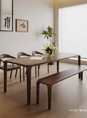 美式ZVC实木餐桌方形大板榫卯饭长桌轻现茶代书桌奢家用桌原木餐