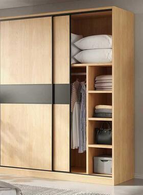 纯实木衣柜家用卧奢室子小VHZ户型推简拉门轻柜现代约出租房定制