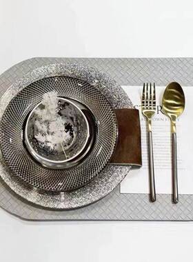 现代样板房间10086501装餐套装棕系展厅餐桌摆台餐具色餐盘具软轻