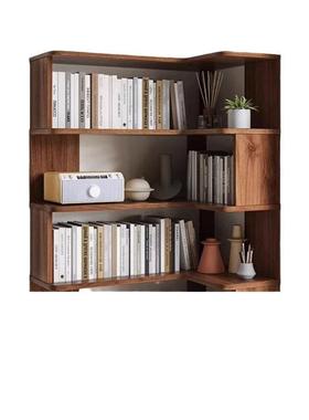 转角书架体落地置物架靠家客厅形简易卧室角73331用落三角小书柜